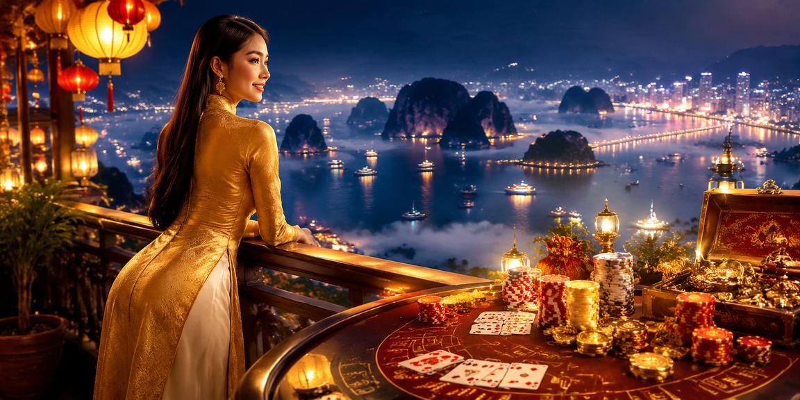 Phụ nữ mặc áo dài tại Hội An tham gia chơi baccarat trực tuyến trên nền tảng ob51 qua điện thoại